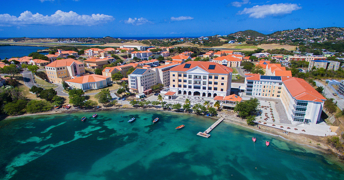 Aerial images of Sir Eric Gairy Hall and Andrew J. Belford Centre.