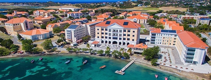 Aerial images of Sir Eric Gairy Hall and Andrew J. Belford Centre.