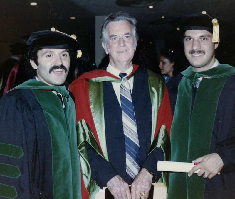 Dr Chris Fasolas, Vice Chancellor Geoffery Bourne , Dr Lenny Emma Super 8 Graduation 13 July 1981