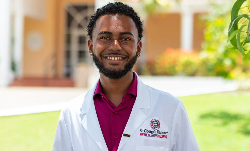 Nicholas Aaron, SVM student, at White Coat Ceremony