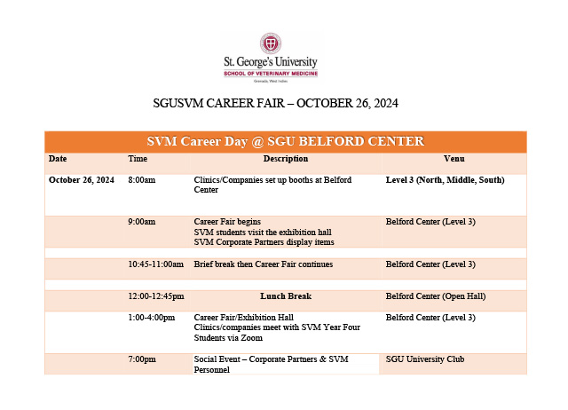 SVM Career Fair Schedule