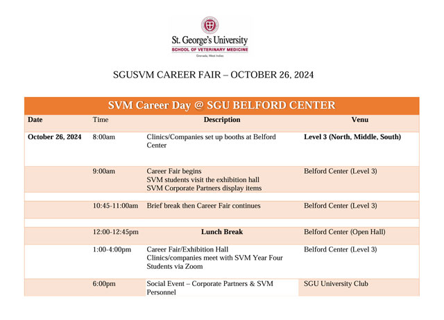 SVM Career Fair Schedule