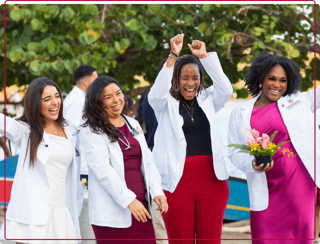 Students celebrating at White Coat Ceremony